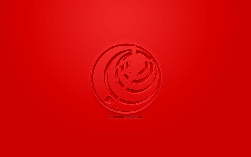 Costa Rica national football team, creative 3D logo, red background, 3d emblem, Costa Rica, CONMEBOL, 3d art, football, stylish 3d logo, HD wallpaper