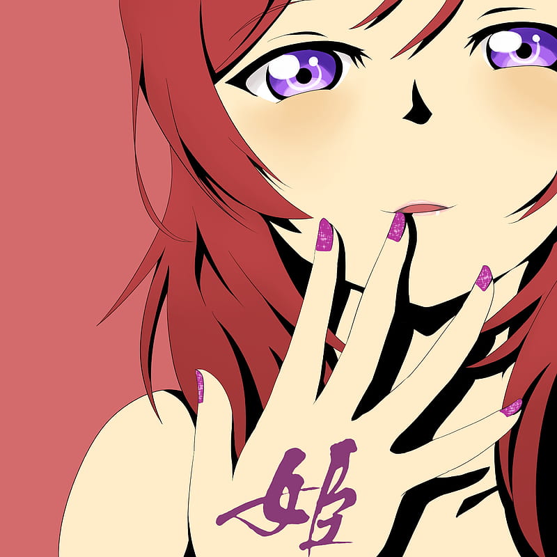 Love Live!, anime girls, Nishikino Maki, face, purple eyes, painted nails, anime, HD phone wallpaper