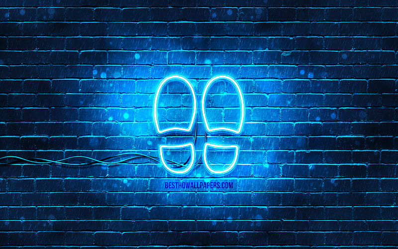 Footprint neon icon blue background, neon symbols, Footprint, neon icons, Footprint sign, people signs, Footprint icon, people icons, HD wallpaper