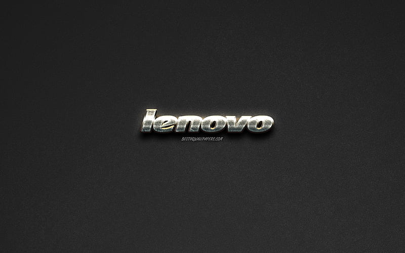 Lenovo logo, steel logo, brands, steel art, gray stone background, creative art, Lenovo, emblems, HD wallpaper