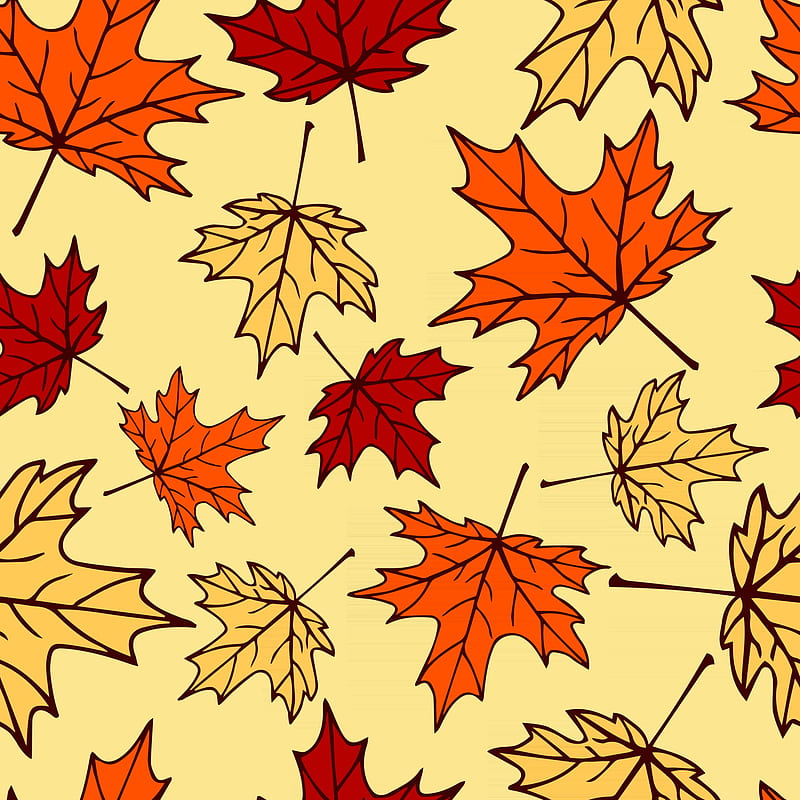 Seamless pattern with autumn maple leaves in orange, beige, brown colors. Perfect for , gift paper, drawing fill, web page background, autumn greeting cards. 2882763 Vector Art at Vecteezy, HD phone wallpaper