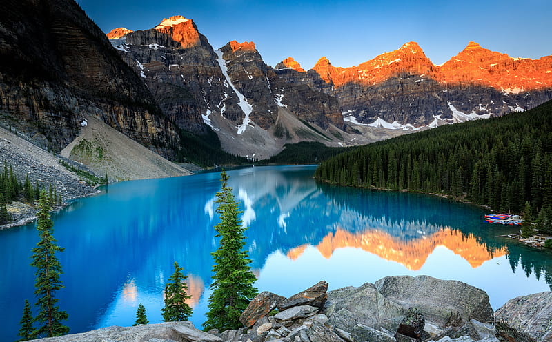 Beautiful Moraine Lake, Sunrise Ultra, Nature, Lakes, View, Serenity, Travel, Colorful, Paradise, bonito, Landscape, Summer, Green, Scenery, Rock, Brown, Trees, Mountain, Lake, Morning, Tree, Forest, Water, National, Calm, Mountains, Amazing, Colors, Wide, graphy, Silhouette, Golden, Shot, Park, Rocks, Canada, Snow, Boat, Still, Hills, Peaceful, Single, Tranquility, Peak, Louise, Cliffs, Point, Angle, Sharp, alberta, Clear, canon, Mark, stunning, signature, Alpenglow, Moraine, Banff, Skies, iconic, tripod, Magnificent, wideangle, 1635mm, 21mm, nationalpark, landscapegraphy, cliche, banffnationalpark, viewing, hitech, MoraineLake, CanonEOS5DMarkIV, LakeLouise, iso100, majestical, naturegraphy, natureview, travelgraphy, viewingpoint, canonef1635mmf4lisusm, clearskies, singleshot, nisi, nisicpl, nisifilters, colby, formatt, formatthitech, formatthitechcolbybrownsignature, graduated, graduatedndfilter, HD wallpaper