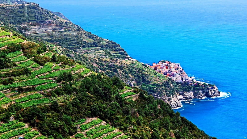 Cinque Terre_Italy, rock, Architecture, Italy, ruins, village, hills, houses, town, sky, trees, panorama, building, antique, Roma, Colosseo, Italia, Rome, Coliseum, old, sea, monument, green, river, blue, ancient, view, Anfiteatro Flavio, colors, medieval, castle, coast, HD wallpaper