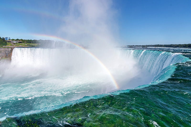 Double Rainbow at Niagara Falls, waterfall, nature, canada, rainbows, pov, HD wallpaper