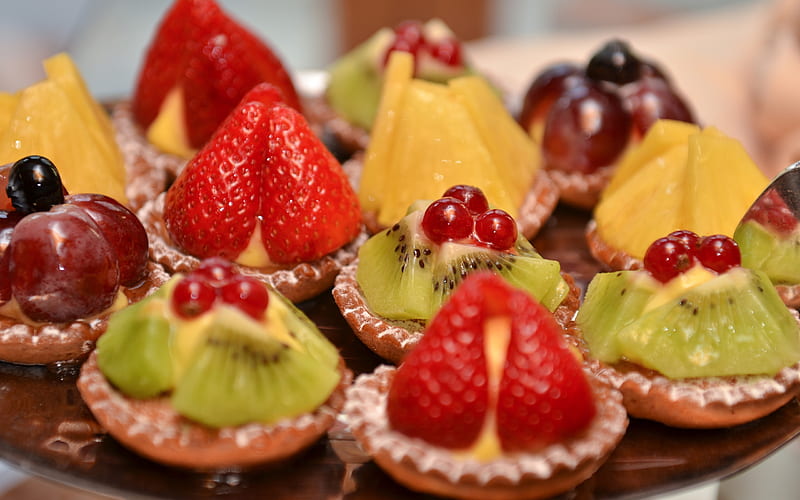 Sweet dessert, Fruits, Jelly, Strawberries, Berries, Kiwi, HD wallpaper