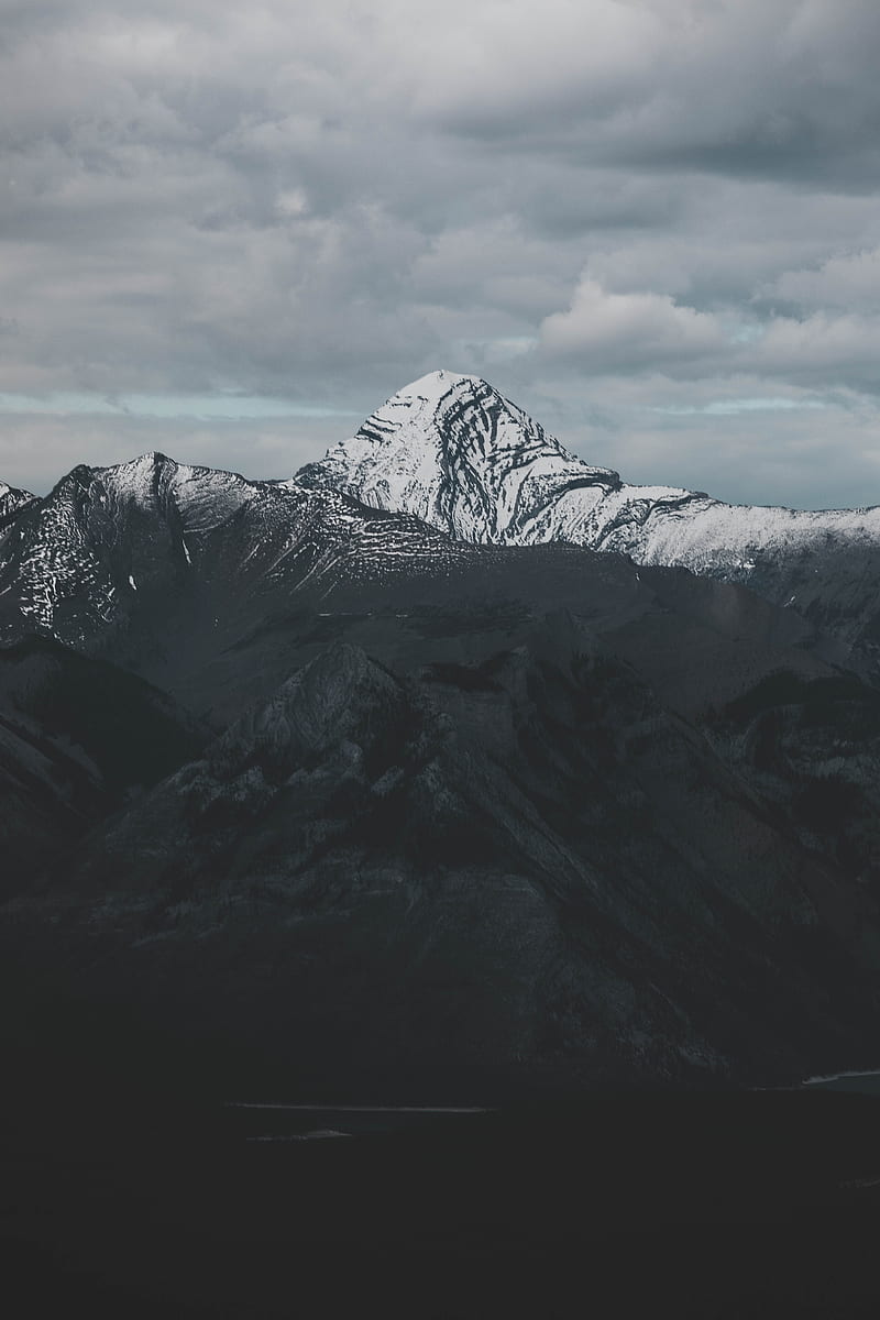 mountains, peak, clouds, shadow, landscape, HD phone wallpaper