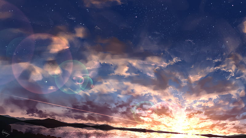 Anime, Original, Cloud, Sky, Starry Sky, Sunset, HD wallpaper | Peakpx