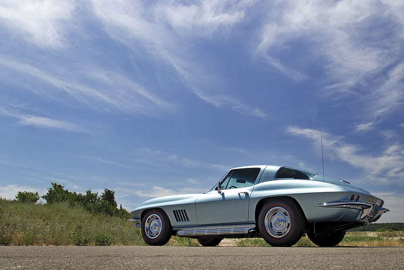 Triple-Carbed Perfection, gm, 67, lite blue, corvette, HD wallpaper