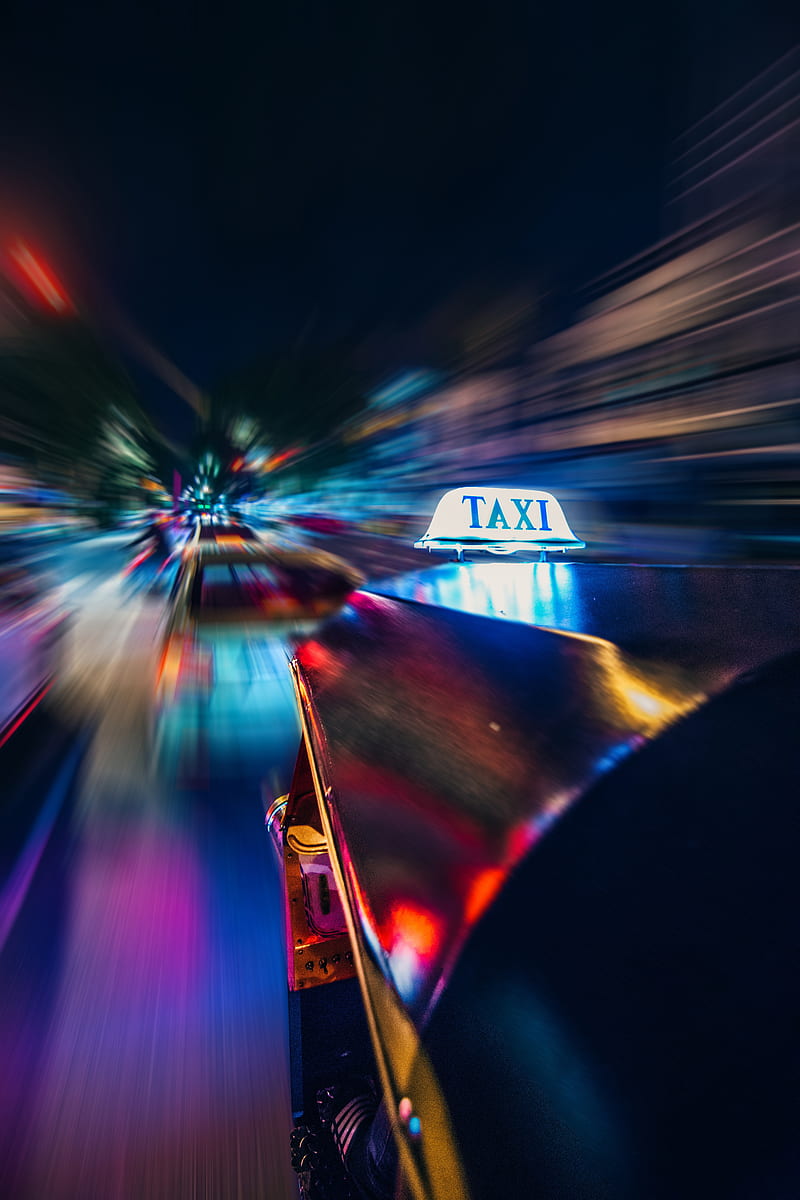taxi, carros, traffic, motion, blur, long exposure, HD phone wallpaper