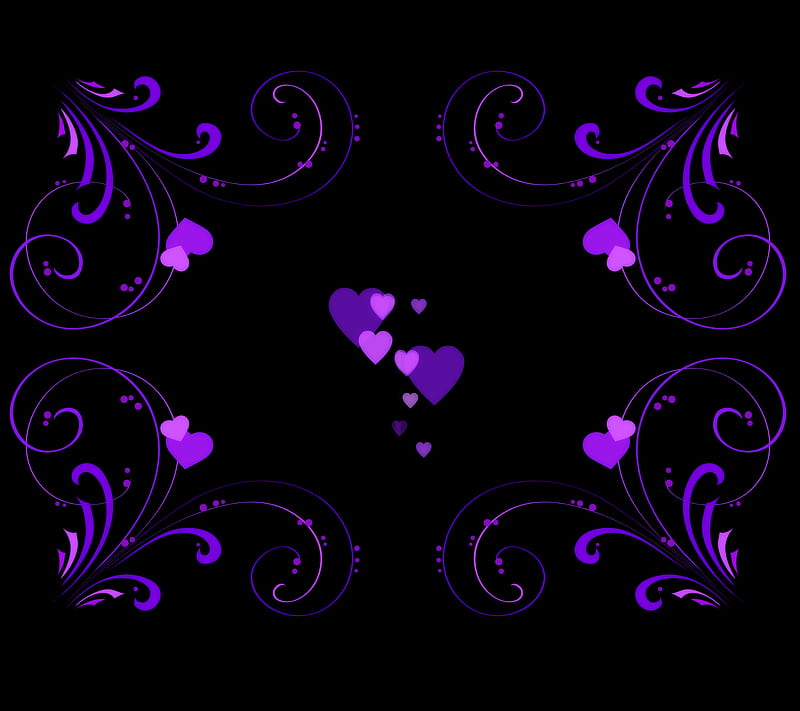 Lovely Purple Hearts, abstract, HD wallpaper