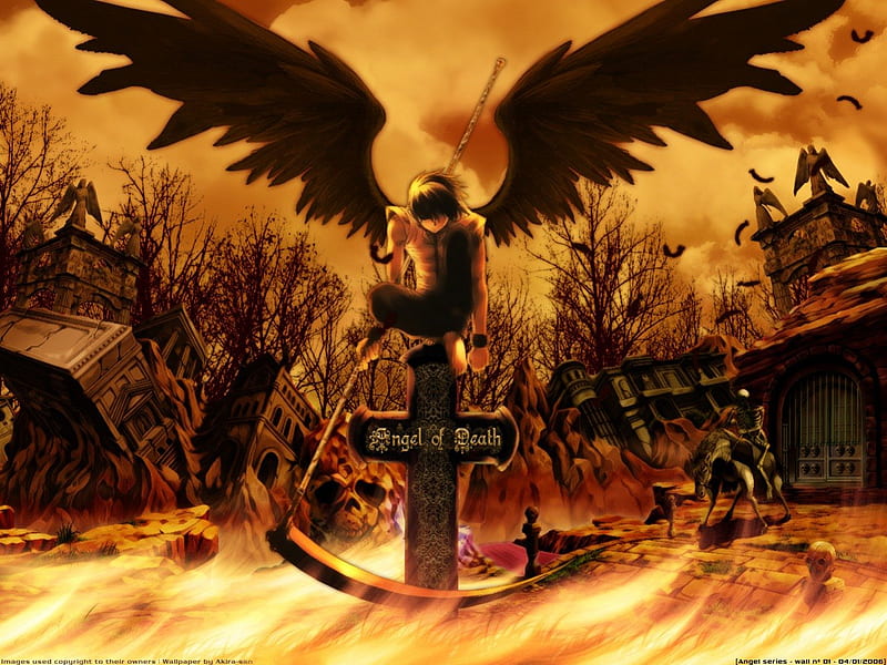 Angel of Death, fire, death, flame, angel, HD wallpaper