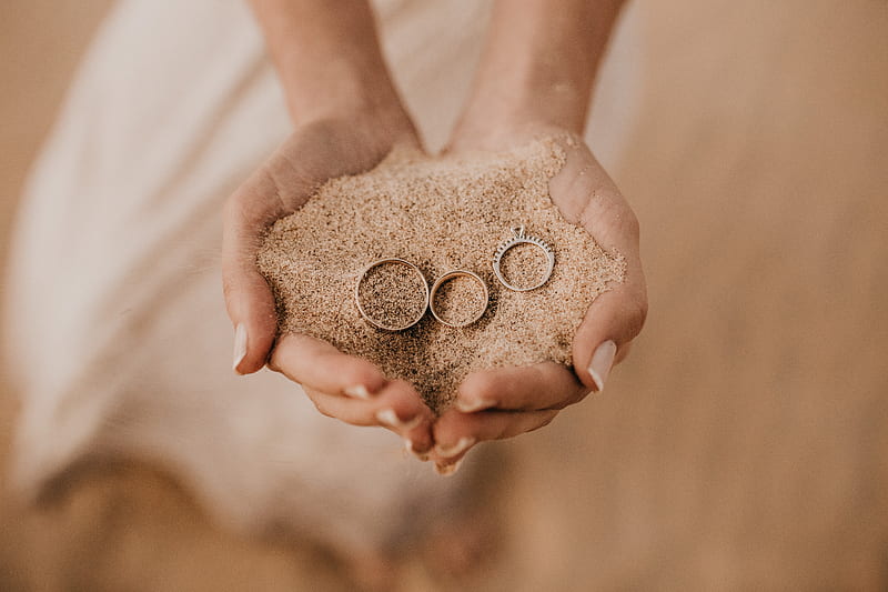 rings, hands, sand, palms, HD wallpaper