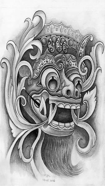 barong mask drawing