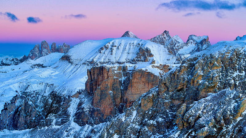 Dolomiti, Italy, Col Dala Pieres, sunset, south tyrol, snow, alps, sky, HD wallpaper