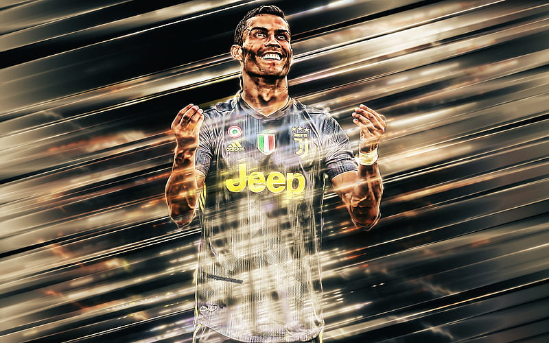 Cristiano Ronaldo, portrait, CR7, Juventus FC, black uniform, Portuguese football player, Serie A, Italy, art, football, world football stars, genius, Juve, Ronaldo, HD wallpaper