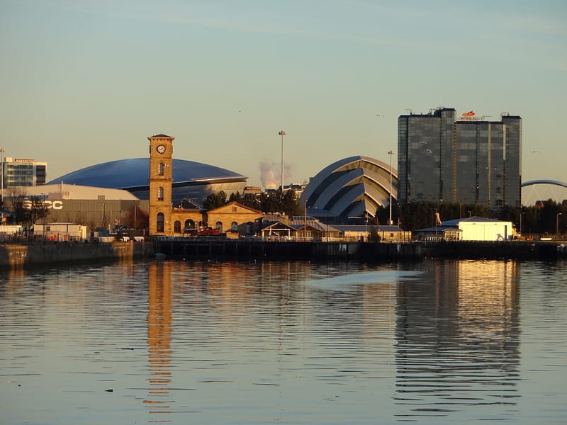 Glasgow. The Old And The New., SECC, Hydro, River, Clyde, Scotland, Glasgow, Armadillo, HD wallpaper