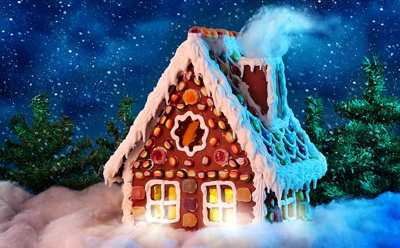 Sweet Christmas Ultra, Holidays, Christmas, House, Holiday, Sweet, Gingerbread, decorations, HD wallpaper