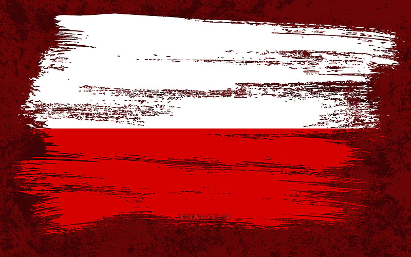 Flag of Poland, grunge flags, European countries, national symbols, brush stroke, Polish flag, grunge art, Poland flag, Europe, Poland, HD wallpaper