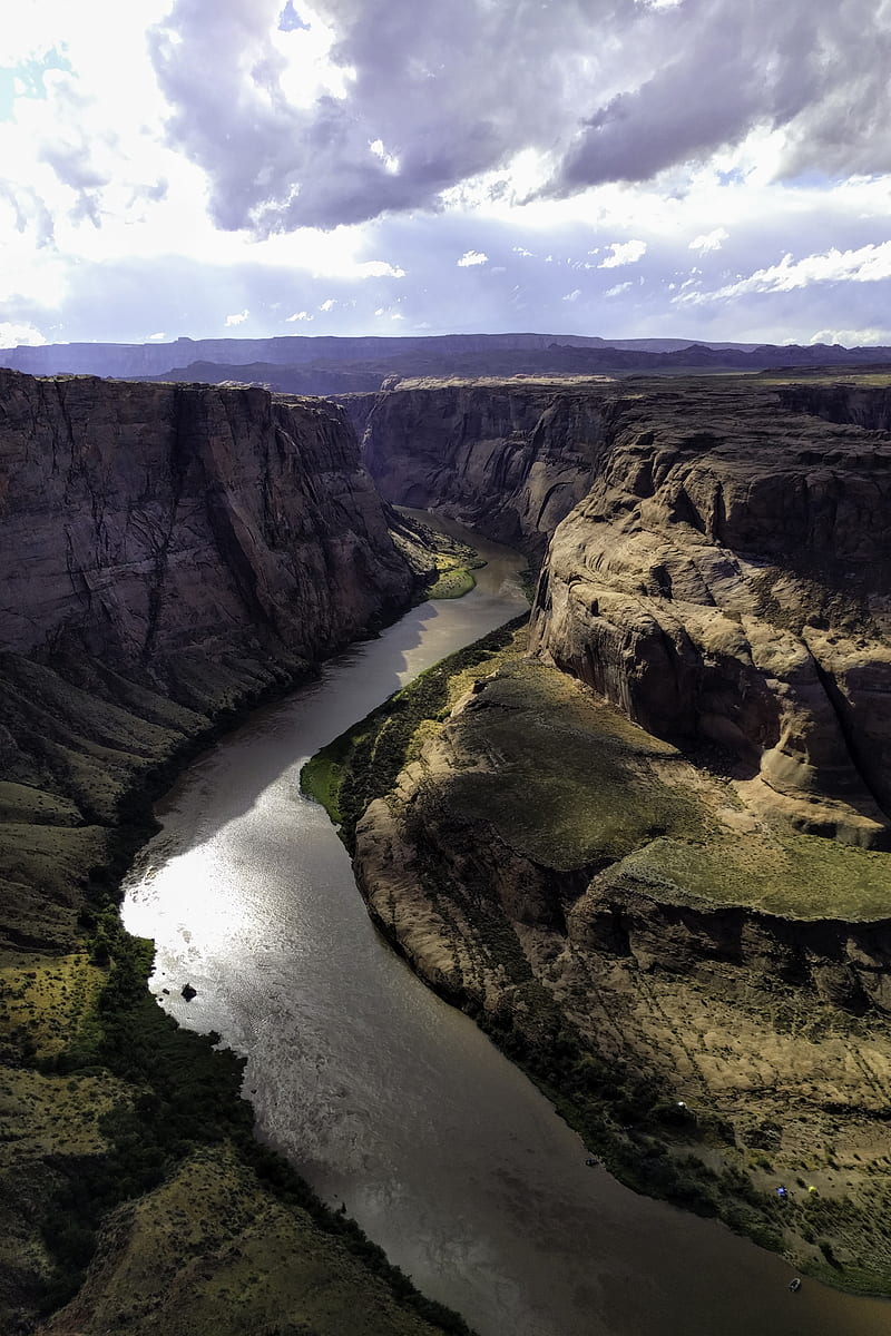 river, canyon, rocks, aerial view, landscape, HD phone wallpaper
