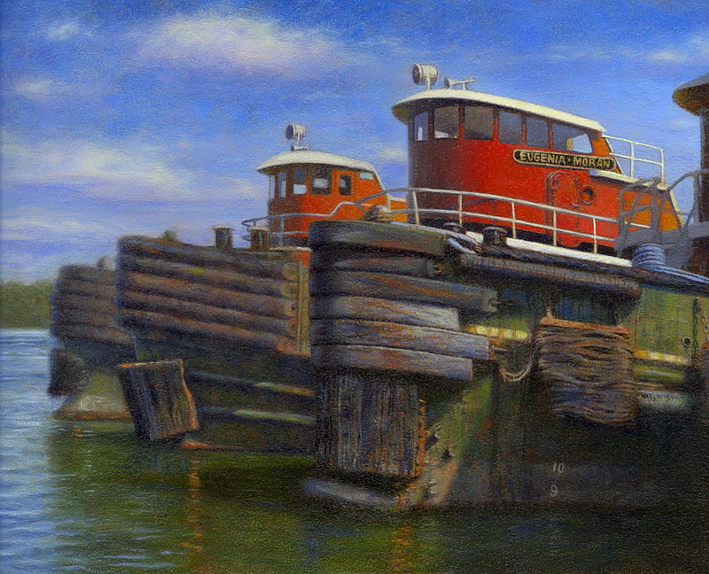 Portsmouth Tugs, tug boats, red, bonito, water locks, HD wallpaper