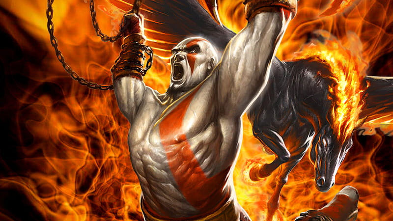 Wallpaper fire, game, Kratos, lightning, fight, Thor, spartan, Santa Monica  for mobile and desktop, section игры, resolution 2048x1135 - download
