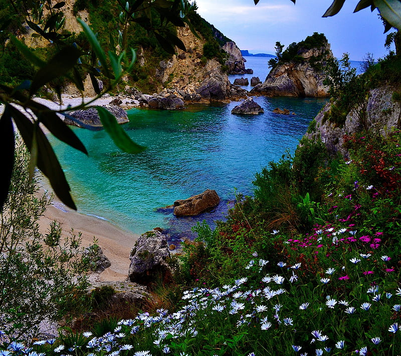 Tropical Alcove, beach, ocean, paradise, sea, water, HD wallpaper