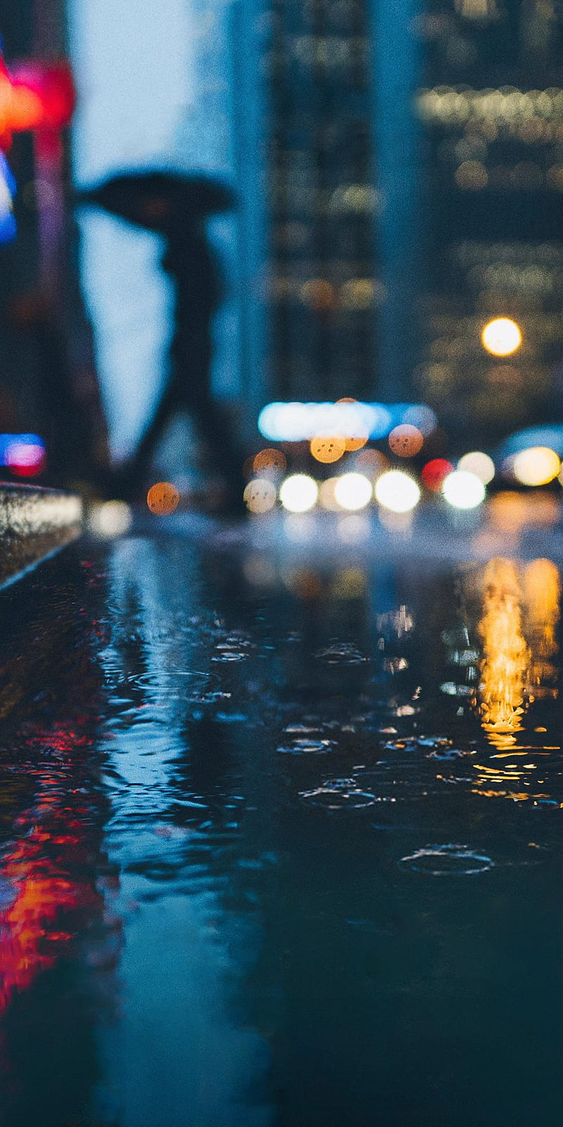 rainy street, night, streets, weather, HD phone wallpaper