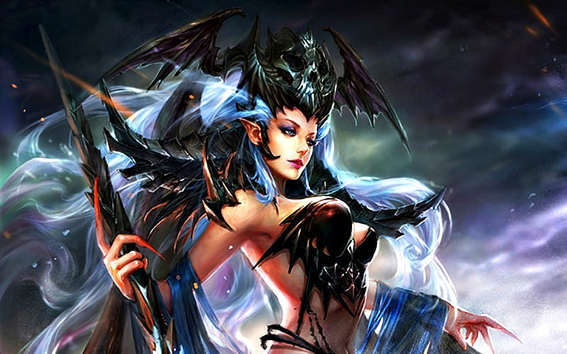 Devil Queen, art, fantasy, zinnaDu, girl, black, woman, HD wallpaper |  Peakpx