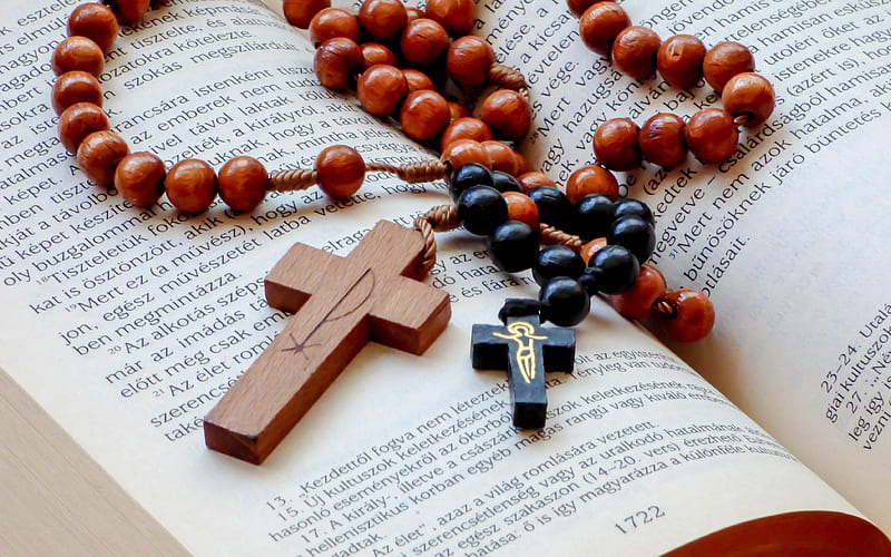 Rosary and Bible, crosses, book, Bible, Rosary, HD wallpaper | Peakpx
