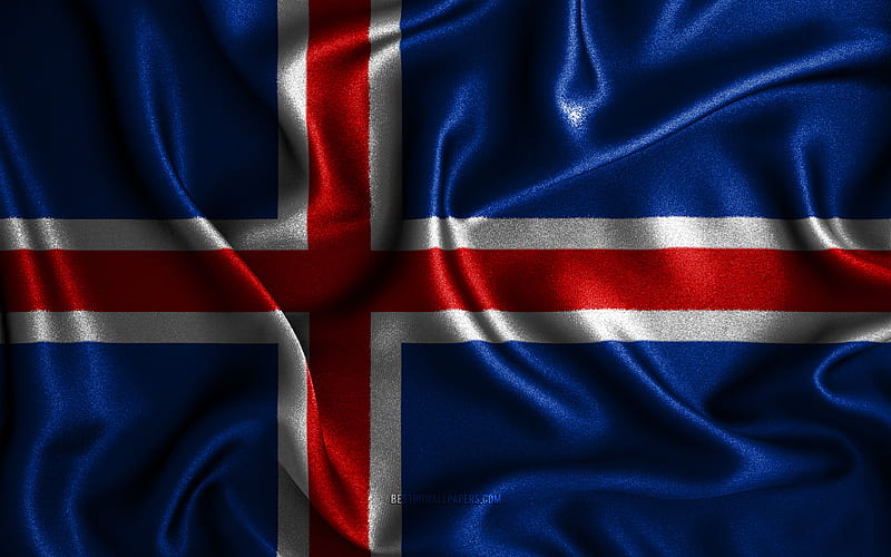 Icelandic flag silk wavy flags, European countries, national symbols, Flag of Iceland, fabric flags, Iceland flag, 3D art, Iceland, Europe, Iceland 3D flag, HD wallpaper
