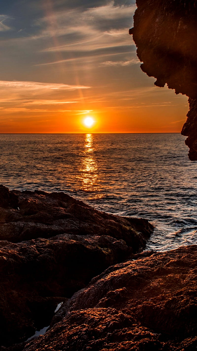 Beach Sunset, breathtaking, majestic, sea, HD phone wallpaper