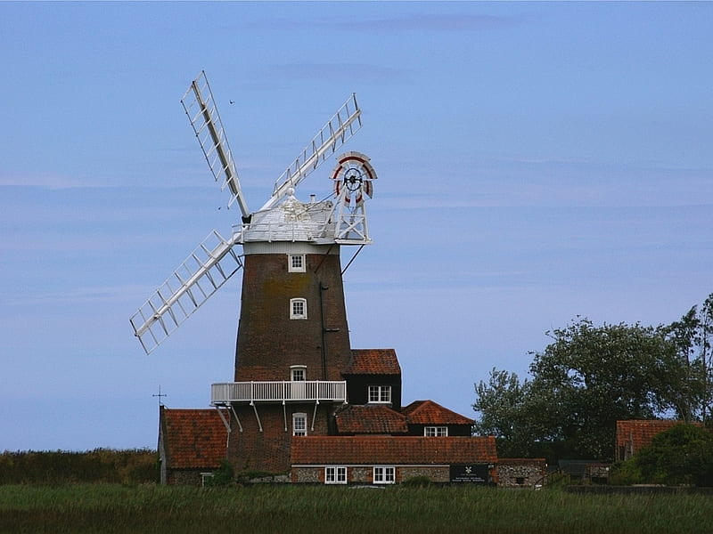 Cley Windmill Norfolk, cley, norfolk, windmill, sails, HD wallpaper
