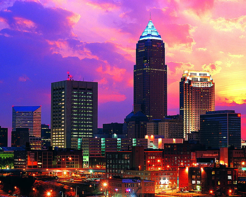 Skylines, colorful, ohio, town, urban, HD wallpaper