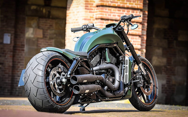 Harley-Davidson Green Poison, Thunderbike, VRSC, custom motorcycles, luxury motorcycles, Harley-Davidson, HD wallpaper