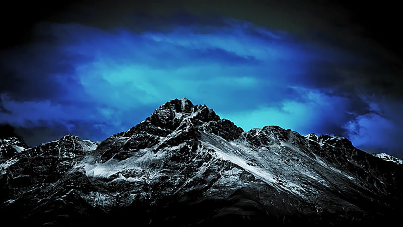 Dare You Come, mountain, black, clouds, sky, blue, HD wallpaper
