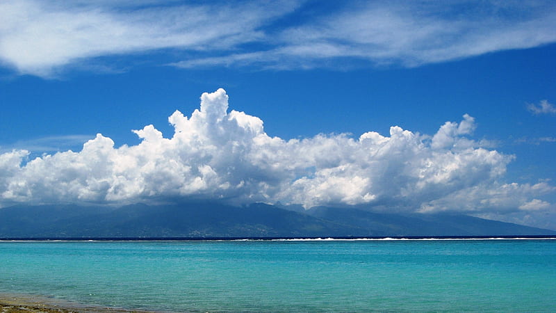 Tahiti Moorea, beach, island, tropical, HD wallpaper