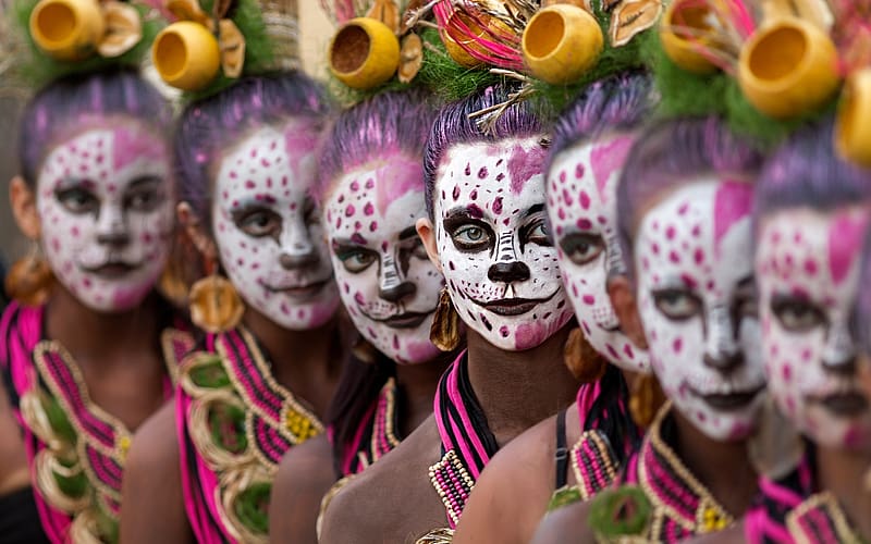 Brasil Carnival, pink, mask, yellow, girl, woman, vicente concha, HD wallpaper