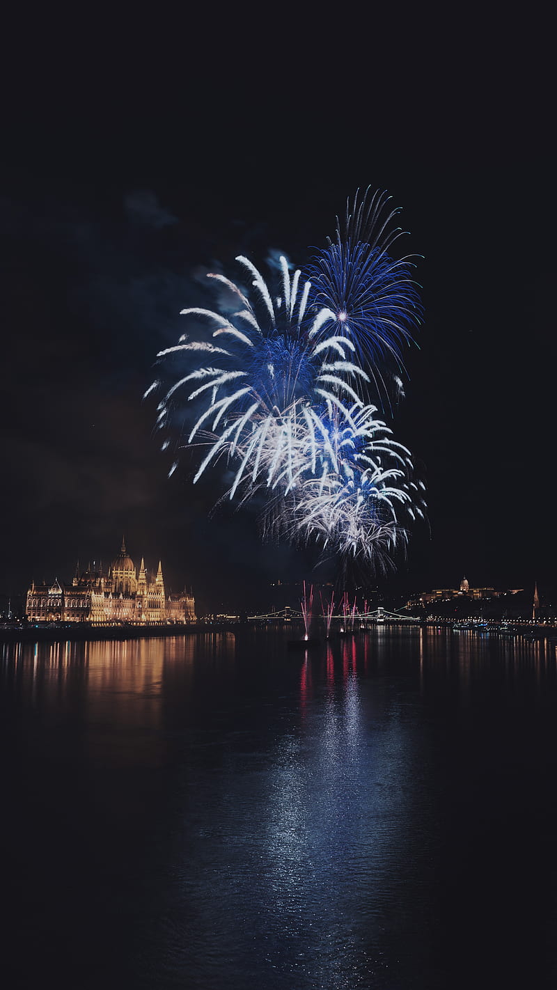 hungary budapest, fireworks, night, celebration, City, HD phone wallpaper