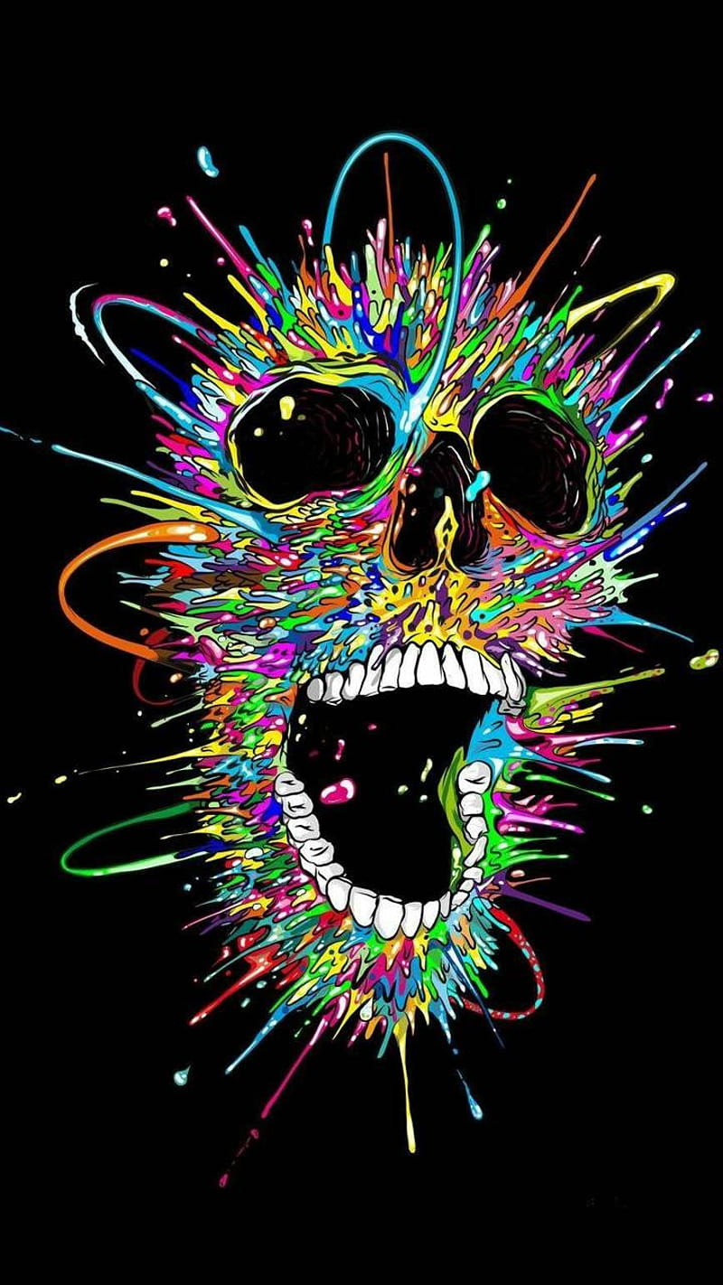 Colorful skull , skull, color, HD phone wallpaper