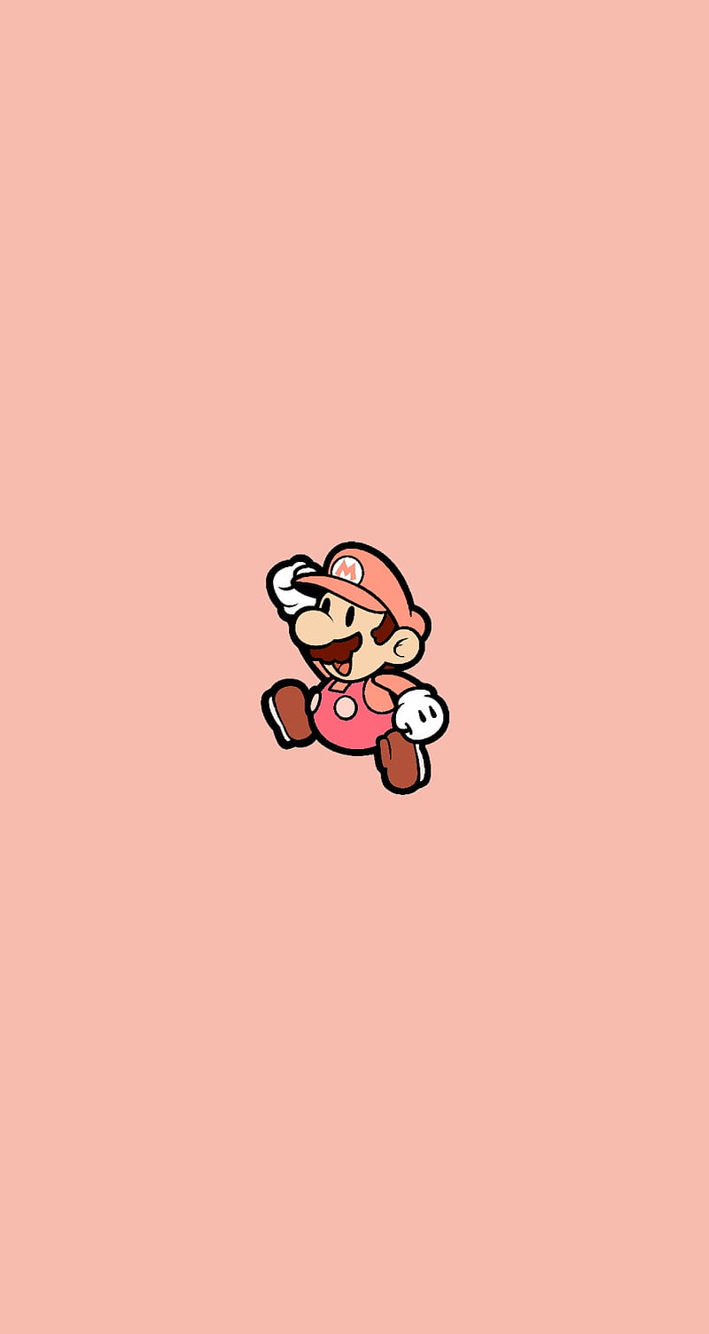 Lil Pink Mario, cute, gaming, girly, mario, minimal, nintendo, pink, videogames, HD phone wallpaper