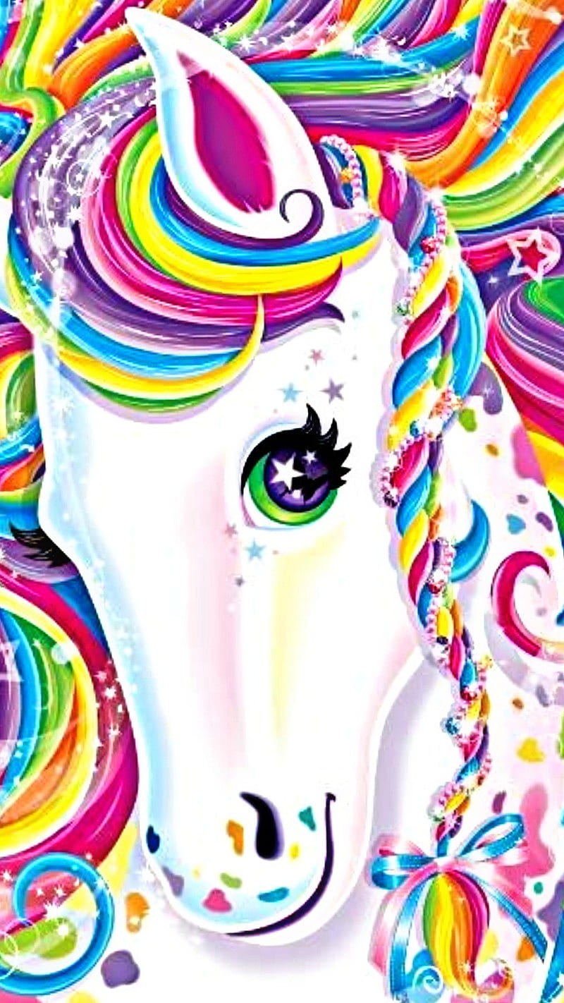 Rainbow horse, fantasy, lisa frank, HD phone wallpaper