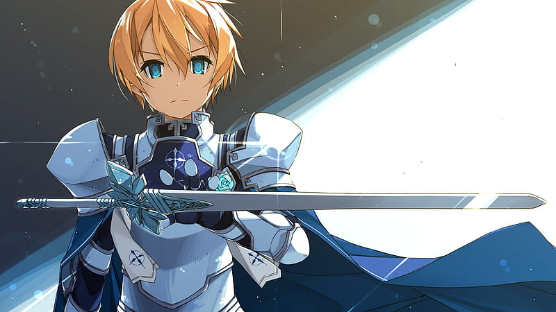 eugeo, sword art online alicization, armor, sword, blonde, cape, knight, Anime, HD wallpaper