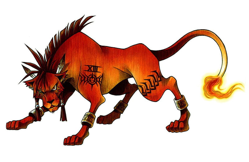 Red XIII from FF7, ff7, fire, red 13, red xiii, final fantasy, lion, dog, HD wallpaper