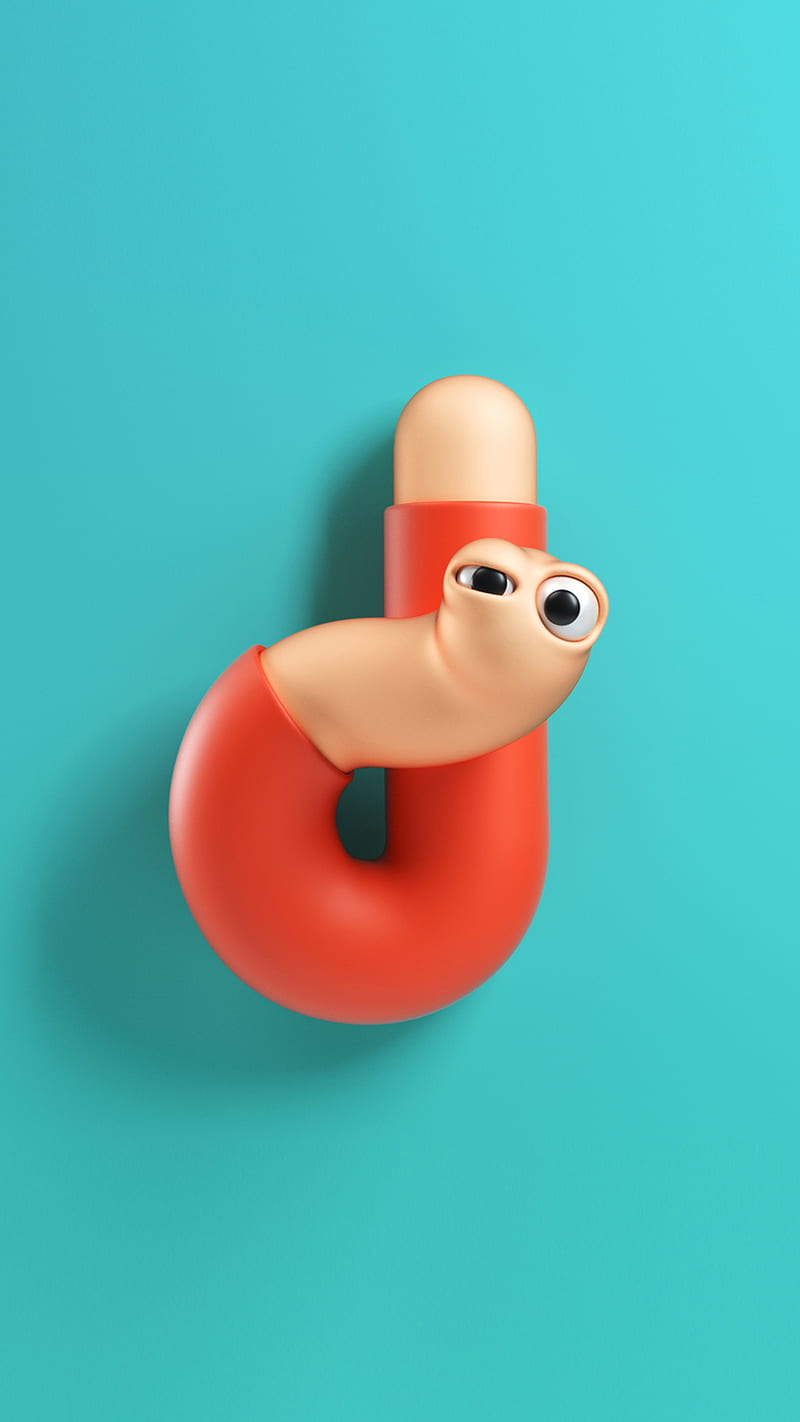 D Worm, D, YIPPIEHEY, cgi, character, fun, initial, letter, lettering, letters, type, typography, worm, HD phone wallpaper