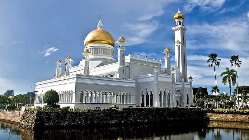 Omar Ali Saifuddin Mosque,Brunei, Brunei, Religious, Omar Ali Saifuddin, Mosque, Building, HD wallpaper