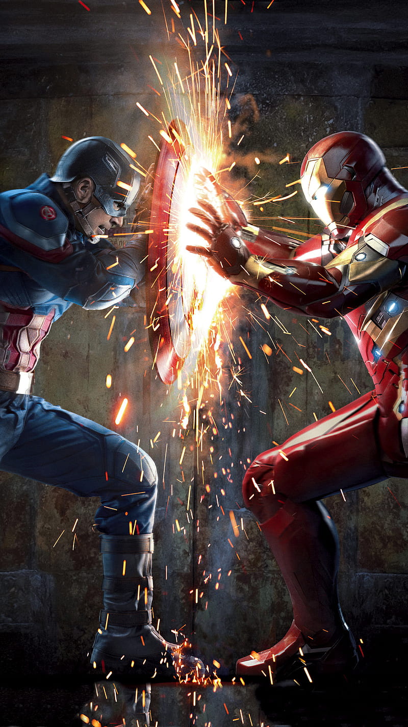 Civil War, avengers, captain america, fight, iron man, marvel, HD phone wallpaper
