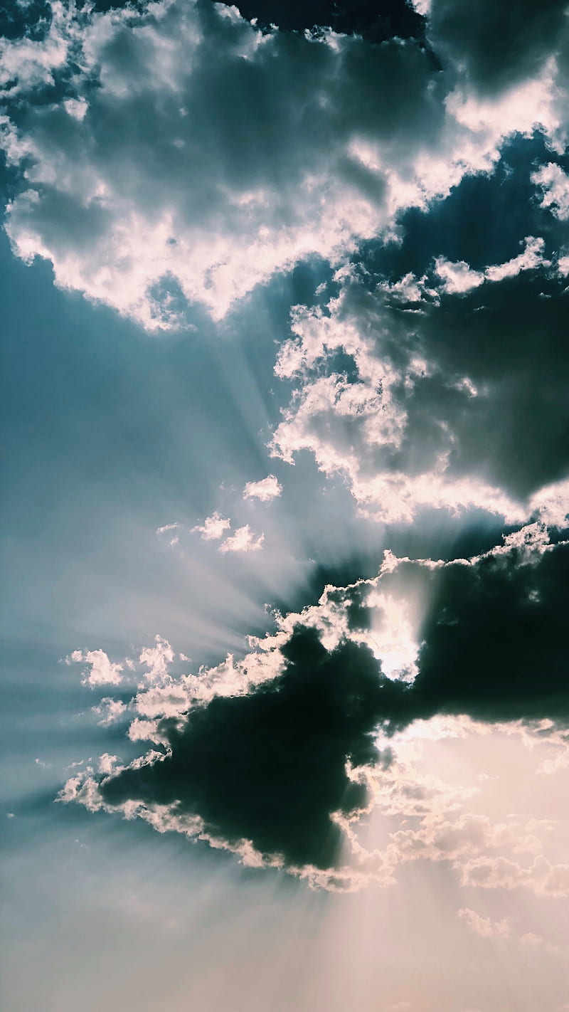 clouds, rays, sky, HD phone wallpaper