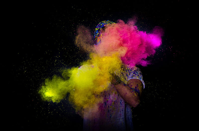 person throwing colored powder, HD wallpaper
