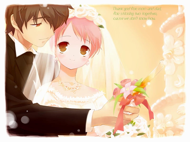wedding, anime, women, love, men, HD wallpaper