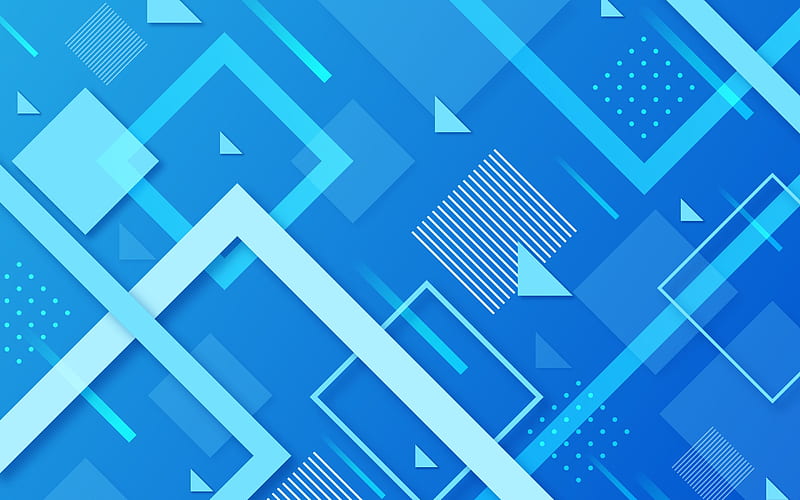 material design, blue geometric shapes, geometry, lines, creative, geometric shapes, lollipop, triangles, abstract art, strips, blue backgrounds, HD wallpaper